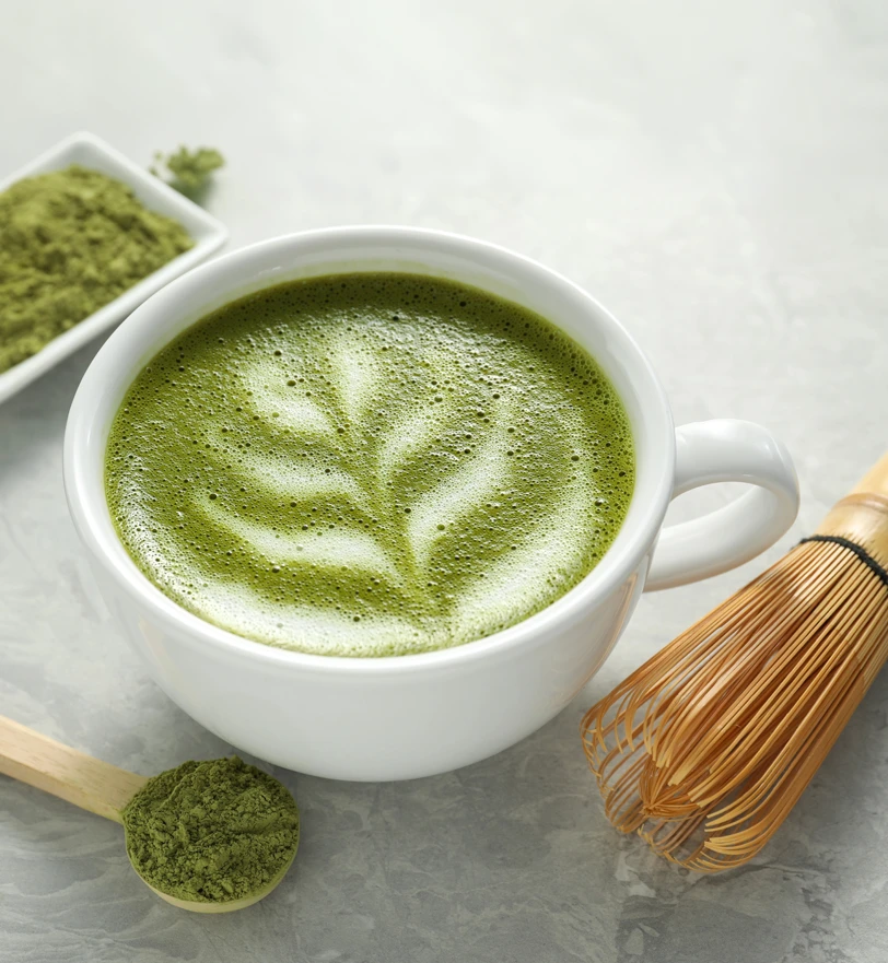 Matcha latte with frothed milk